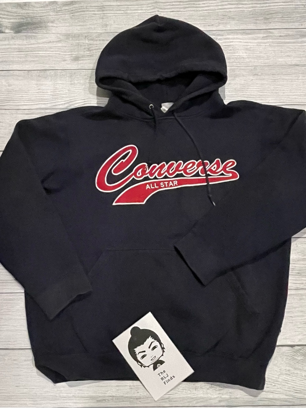 Vintage Converse All Star Black Hoodie Men’s M Embroidered Logo Y2K